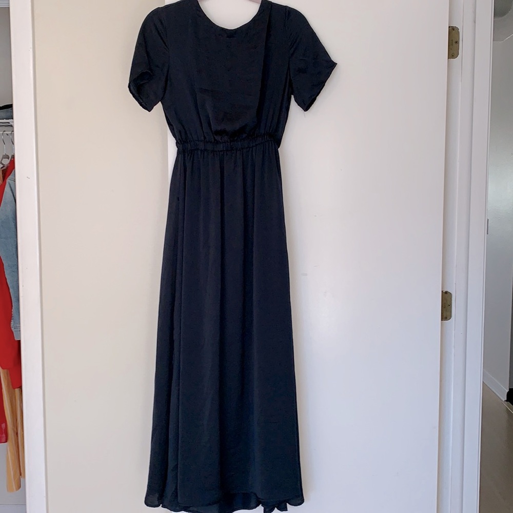 Dark blue , size S, satin dress